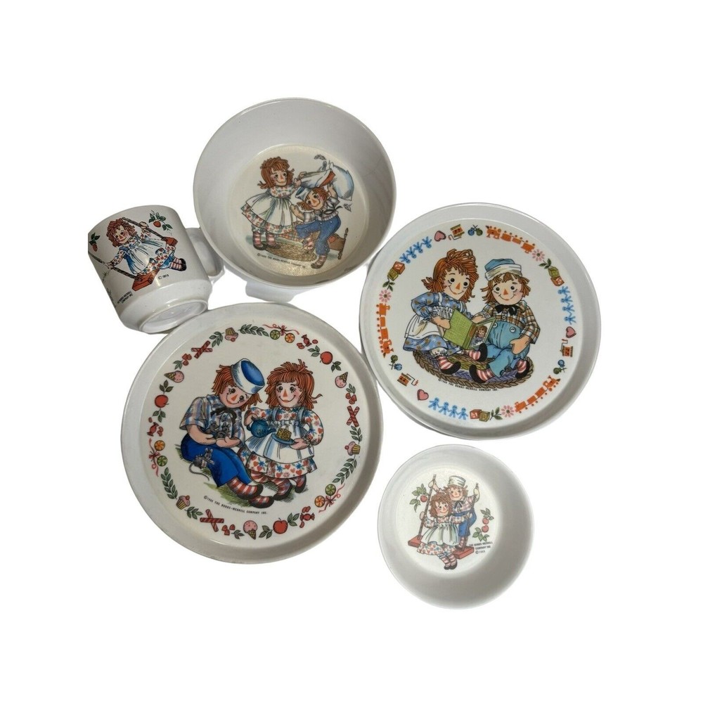 Vintage Oneida Raggedy Ann Children’s Dinner 5pc Set MCM 1969